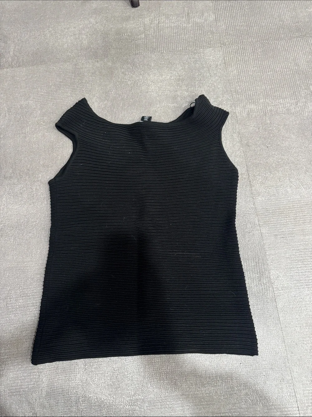 White House Black Market Women’s Black Ribbed Sleeveless Off Shoulder Top Small